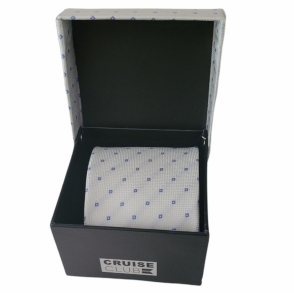 NEW Cruise Club Men's Blue and Grey Tie in Box - Picture 1 of 2